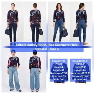 Talbots Audrey 100% Pure Cashmere Floral Sweater Size S